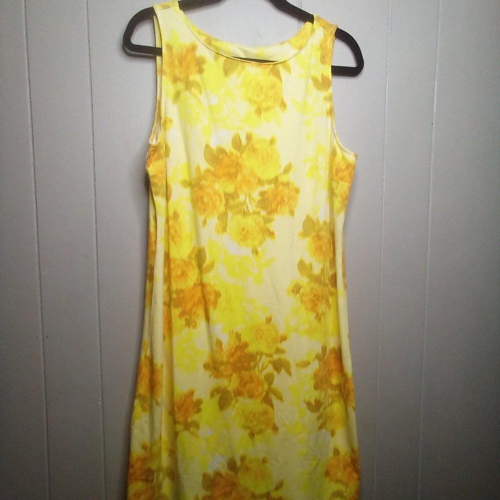Isaac Mizrahi Live Dress MT Medium Tall Sleeveless Floral Yellow